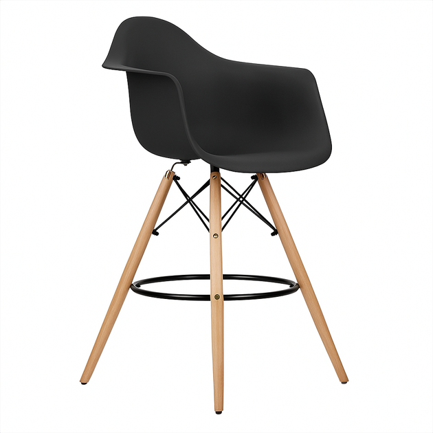 Стілець Тауер Вуд Eames барний високий чорний - Фото 1 Стілець Тауер Вуд Eames барний високий чорний - изображение 1