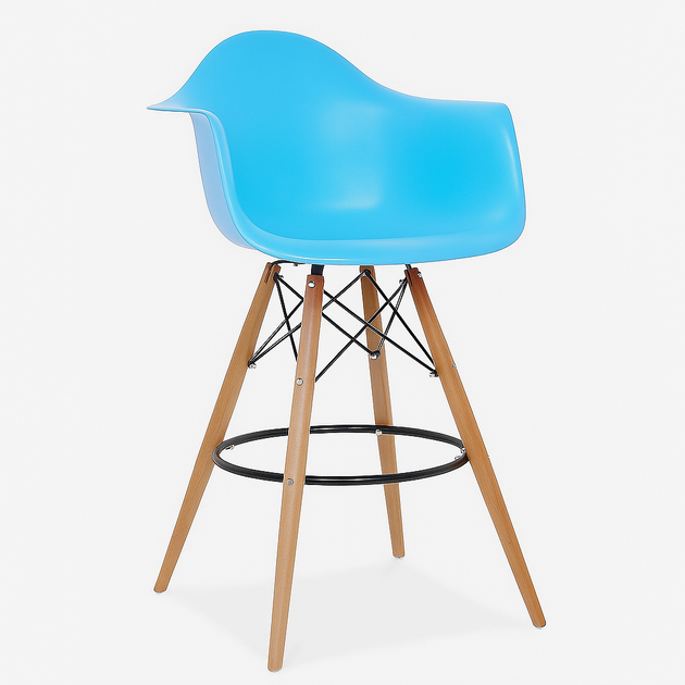 Стілець Тауер Вуд Eames барний високий блакитний - Фото 1 Стілець Тауер Вуд Eames барний високий блакитний - изображение 1