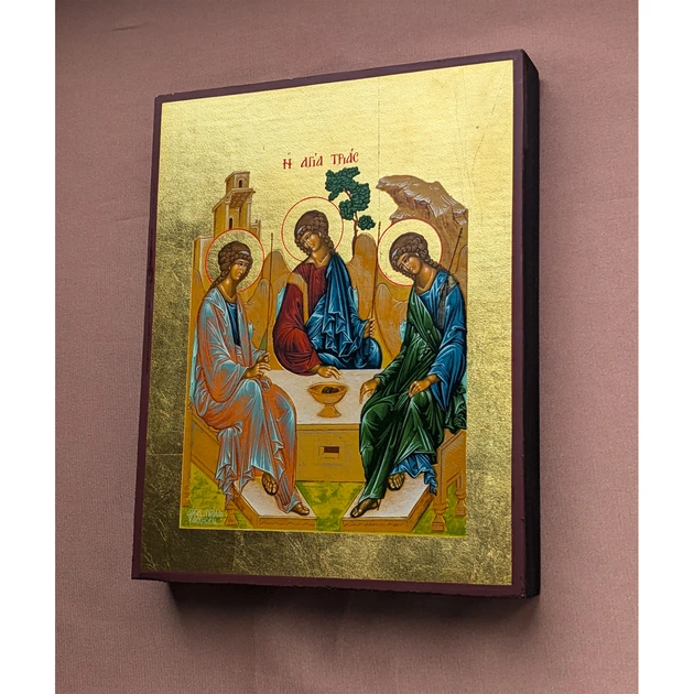 Греческая писаная икона Святая Троица 15×19 см - Фото 4 Греческая писаная икона Святая Троица 15×19 см - изображение 4