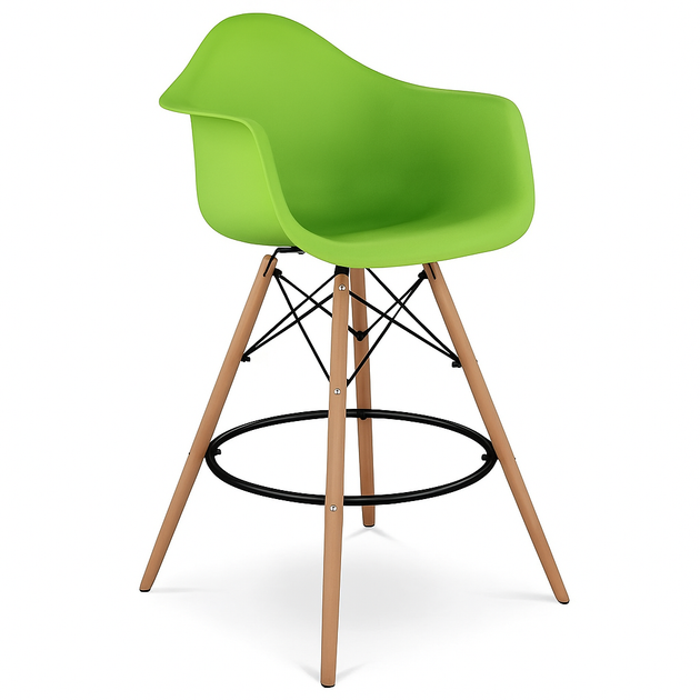Стілець Тауер Вуд Eames барний високий зелений - Фото 1 Стілець Тауер Вуд Eames барний високий зелений - изображение 1