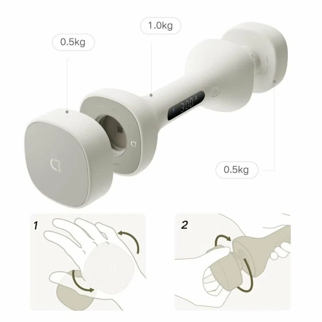 Умные гантели Xiaomi Mijia Intelligent Dumbbell 1 кг Пластик + Металл 184х72х72 мм Белый - изображение 6