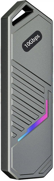 Зовнішня кишеня Dynamode для M.2 SSD NVMe (PCIe) - USB3.2 GEN2 Type-C, 10 Гбіт/с, металевий корпус, RGB-підсвітка Темно-сіра (DM-CAD-SSD14-N) - зображення 2