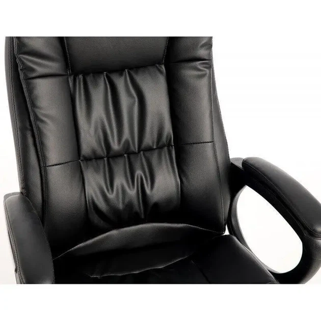 Кресло офисное с подлокотниками Comfort Black, спинка с подголовником, порезиненные колесики - изображение 5