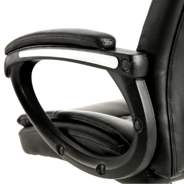 Кресло офисное с подлокотниками Comfort Black, спинка с подголовником, порезиненные колесики - изображение 7