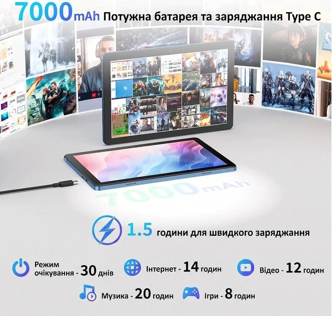 Планшет 10.1" AWOW UTBook (3+8)/64Gb 8 ядер Android 15 7000 mAh Синий (102190435) - Уценка - изображение 3