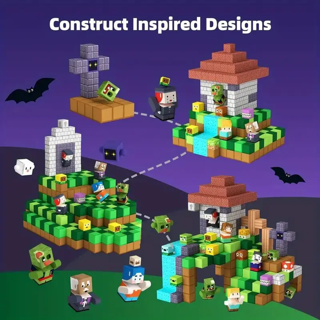 Магнітний конструктор Minecraft 100 шт по грі Майнкрафт Зомбі Mk001042 - Фото 8 Магнітний конструктор Minecraft 100 шт по грі Майнкрафт Зомбі Mk001042 - зображення 8