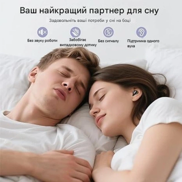 Бездротові беруші AGGOO D20 Sleep Earbuds Bluetooth 5.3 мінінавушники для сну від храпу та шуму, TWS з кейсом - изображение 6