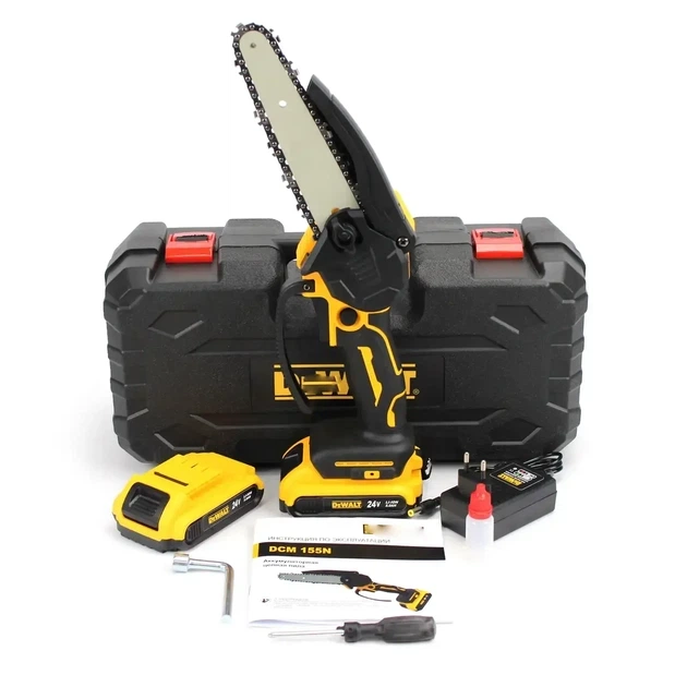 Мини пила аккумуляторная DeWalt DCM155N 48 В 6 А·ч цепная шина 20 см сучкорез бесщеточный автоматическая смазка электропила 17 м с шаг 1 4 бесключевое натяжение для обрезки деревьев веток кустов распиливания древесины с 2 АКБ - изображение 3