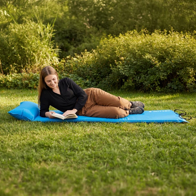 Килимок самонадувний Outtec Pillow 186 x 53 x 2,5 см з подушкою Блакитний (5907766662839) - зображення 8