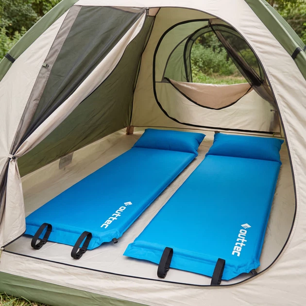 Килимок самонадувний Outtec Pillow 186 x 53 x 2,5 см з подушкою Блакитний (5907766662839) - зображення 11