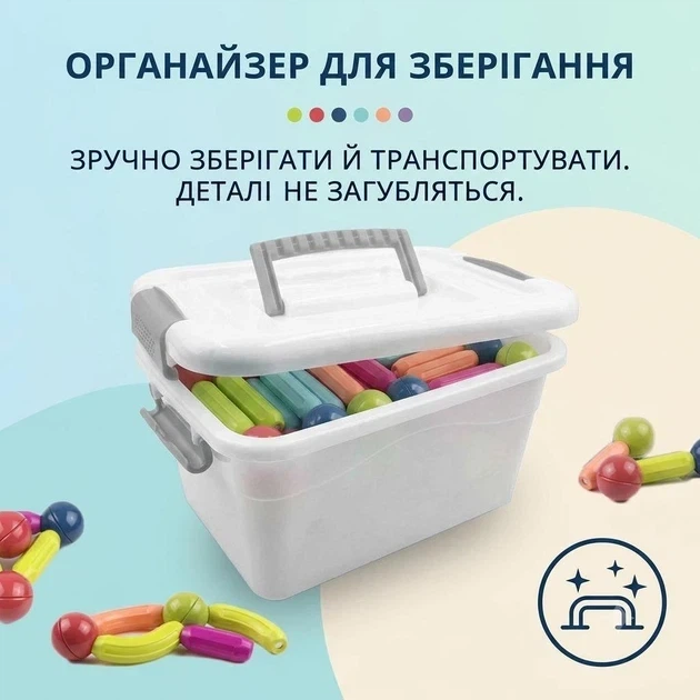 Детский 3D-конструктор, магнитный набор из 100 цветных деталей для развития ребенка (Magnetic Sticks) - Фото 5 Детский 3D-конструктор, магнитный набор из 100 цветных деталей для развития ребенка (Magnetic Sticks) - изображение 5
