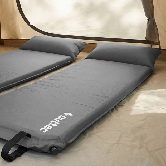 Килимок самонадувний Outtec Pillow 186 x 53 x 2,5 см з подушкою Сірий (5907766662846) - зображення 11