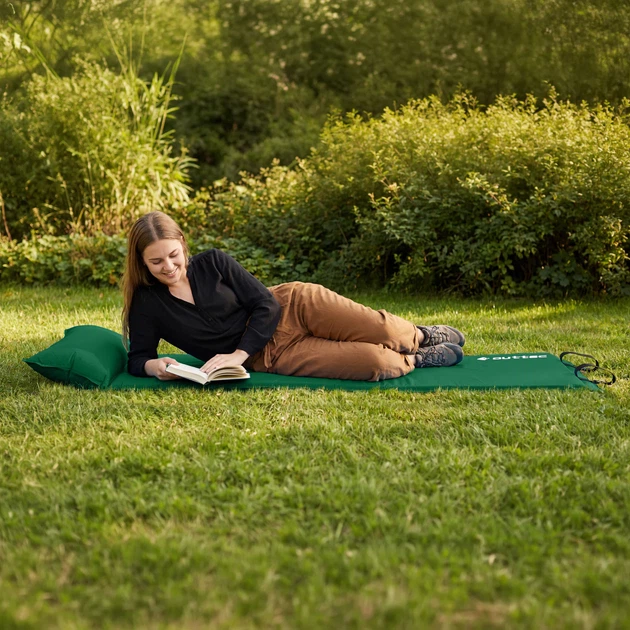 Килимок самонадувний Outtec Pillow 186 x 53 x 2,5 см з подушкою Зелений (5907766668374) - зображення 8