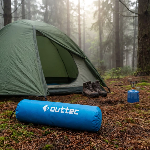 Килимок самонадувний Outtec Naps 193 x 68 x 3,5 см з подушкою Блакитний (5907766662853) - зображення 8