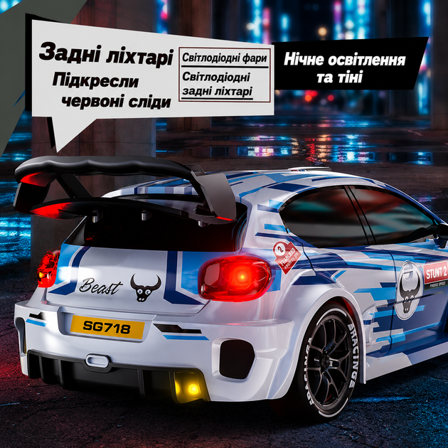 Машинка на радиоуправлении ZLL SG718 1:24 4WD, RC дрифт авто на пульте, спортивный автомобиль до 20 км/ч, LED подсветка - Фото 8 Машинка на радиоуправлении ZLL SG718 1:24 4WD, RC дрифт авто на пульте, спортивный автомобиль до 20 км/ч, LED подсветка - изображение 8