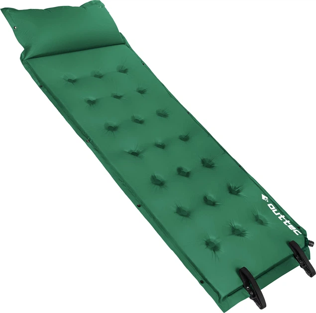 Килимок самонадувний Outtec Naps O-42406 193 x 68 x 3,5 см з подушкою Зелений (5905884424063) - зображення 2