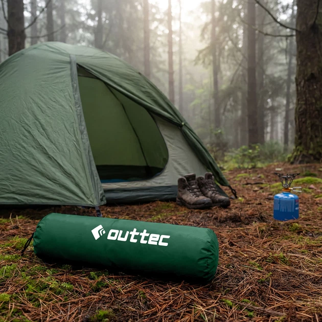 Килимок самонадувний Outtec Naps O-42406 193 x 68 x 3,5 см з подушкою Зелений (5905884424063) - зображення 8