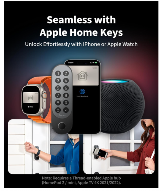 Умный дверной замок Aqara Smart Lock U200 с Apple Home Key, отпечатком пальца и клавиатурой, серый - изображение 3