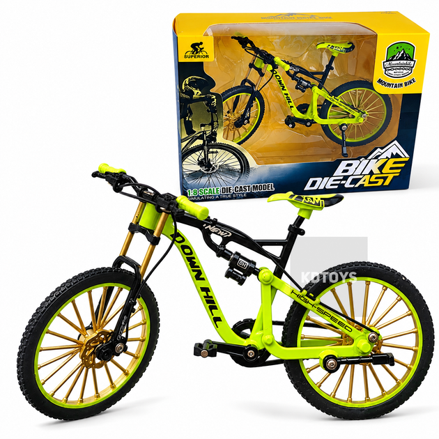 Коллекционная мини-модель велосипеда металлический Фингербайк MTB игрушечный велосипед 1:8 Размер 18 см Green - Фото 1 Коллекционная мини-модель велосипеда металлический Фингербайк MTB игрушечный велосипед 1:8 Размер 18 см Green - изображение 1