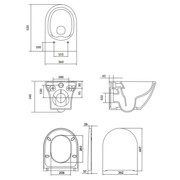 Унітаз підвісний Cersanit Larga S701-472 Cleanon із сидінням Slim, Soft Close (СЕТ B331) - изображение 3