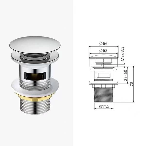 Донний клапан Devit 550548N, brushed nickel - зображення 3