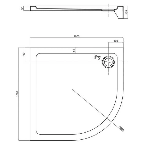 Душовий піддон Primera Frame STQ2010 100x100х13,5 см чверть кола - изображение 3