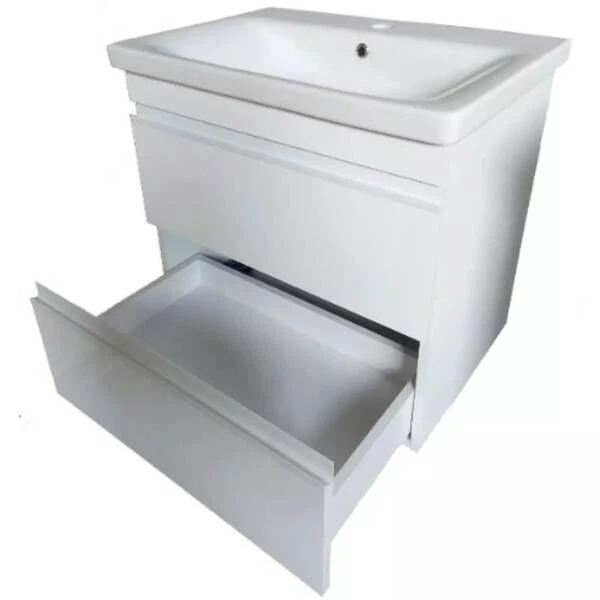 Тумба Devit Frame 753055W 55 см з раковиною та сифоном, біла глянцева - изображение 5