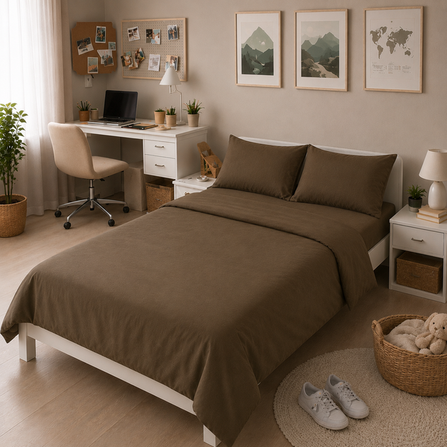 Комплект постельного белья MirSon Полуторный 143х210 см Teenager 11-0004 Light Cacao Бязь (2200013671565) - Фото 1 Комплект постельного белья MirSon Полуторный 143х210 см Teenager 11-0004 Light Cacao Бязь (2200013671565) - изображение 1
