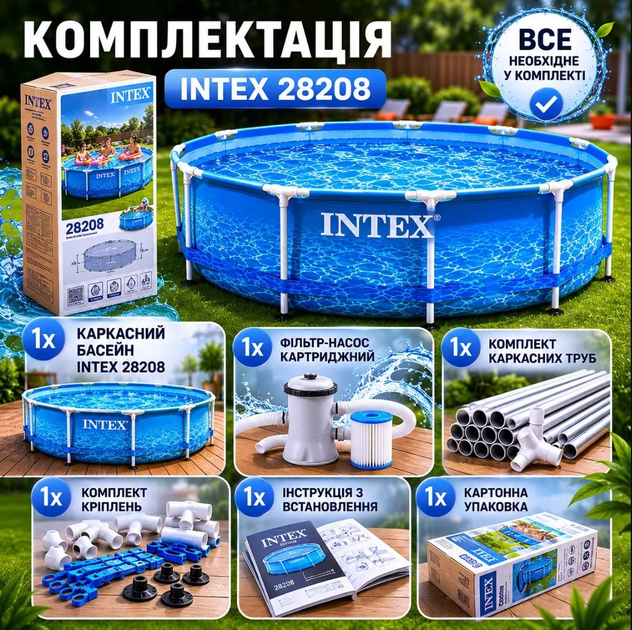 Круглый каркасный бассейн для дачи Intex 28208 - изображение 4