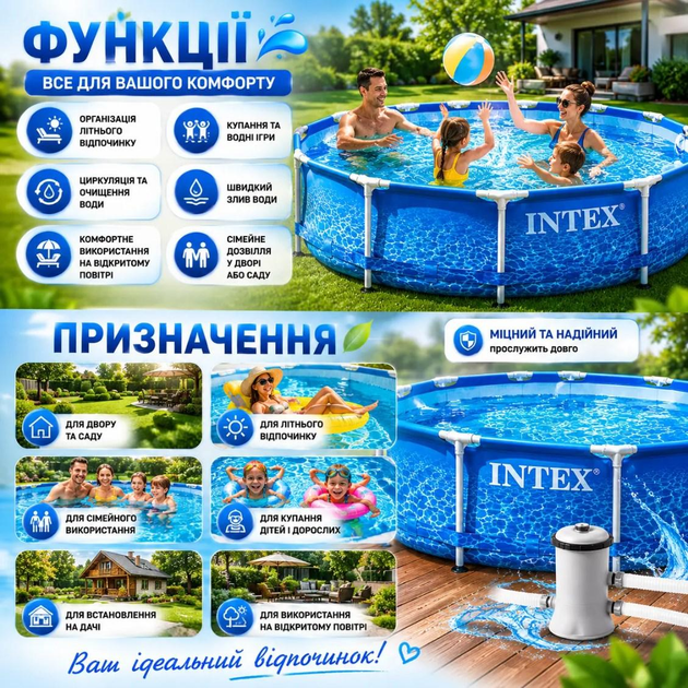 Круглый каркасный бассейн для дачи Intex 28208 - изображение 5