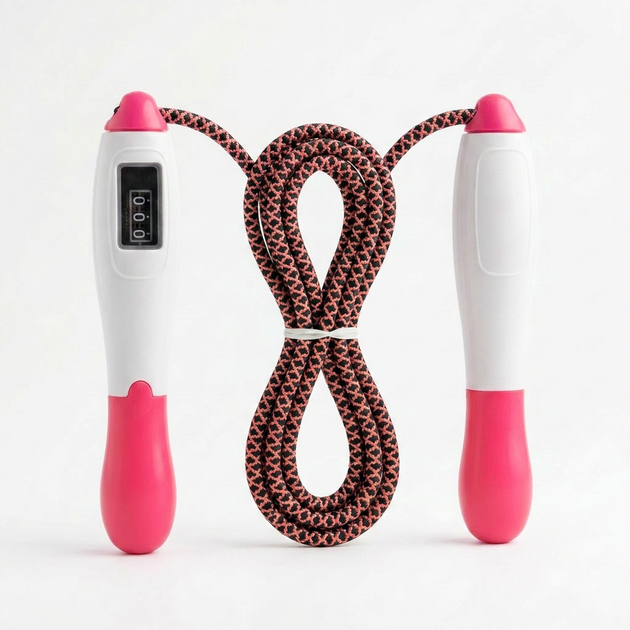 Скакалка со счетчиком и PVC жгутом SP-Sport 667 длина 3м White-Pink - зображення 4