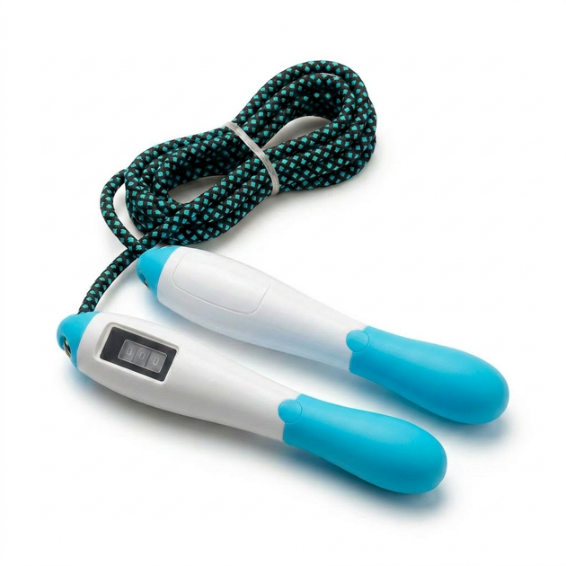 Скакалка со счетчиком и PVC жгутом SP-Sport 667 длина 3м White-Blue - зображення 4