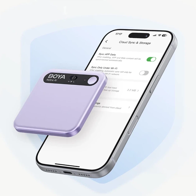 Диктофон BOYA Notra с транскрипцией AI Purple (6977490712369) - Фото 12 Диктофон BOYA Notra с транскрипцией AI Purple (6977490712369) - изображение 12
