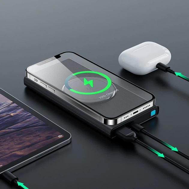 Портативное зарядное устройство Joyroom Quick Charge Magnetic Qi 10000mAh 22.5W Black (162762) - изображение 4