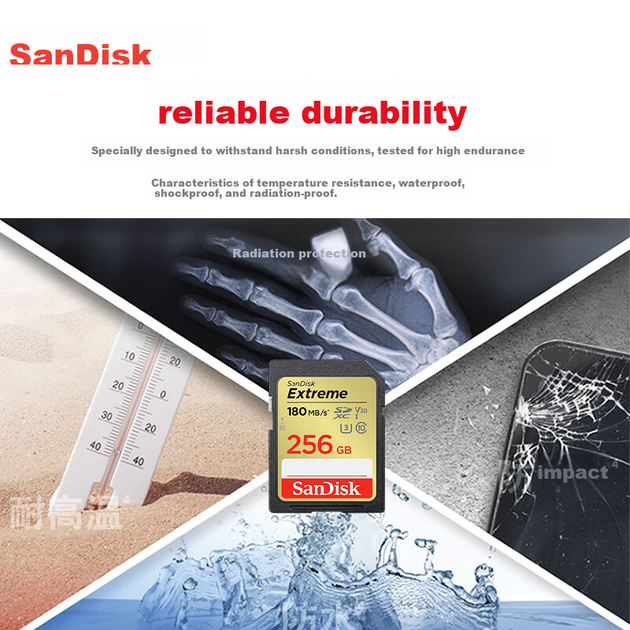 Карта пам'яті SANDISK Extreme SDXC 256GB Class 10 UHS-I U3 V30 (SDSDXV5-256G-ZNCIN) - Фото 6 Карта пам'яті SANDISK Extreme SDXC 256GB Class 10 UHS-I U3 V30 (SDSDXV5-256G-ZNCIN) - зображення 6