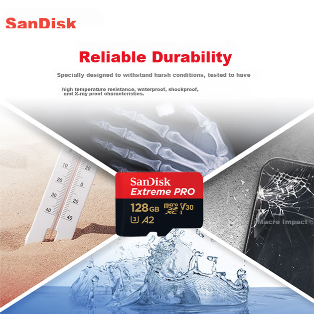 Карта памяти SanDisk 128 ГБ microSDXC UHS-I A2 U3 V30 C10 Ultimate - Фото 6 Карта памяти SanDisk 128 ГБ microSDXC UHS-I A2 U3 V30 C10 Ultimate - изображение 6