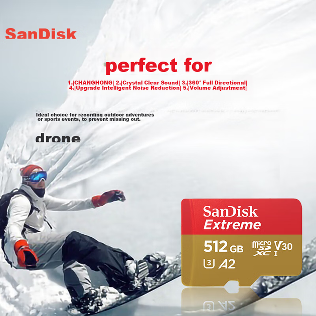 Карта памяти SANDISK Extreme Pro microSDXC 512GB UHS-I U3 V30 A2 - Фото 2 Карта памяти SANDISK Extreme Pro microSDXC 512GB UHS-I U3 V30 A2 - изображение 2