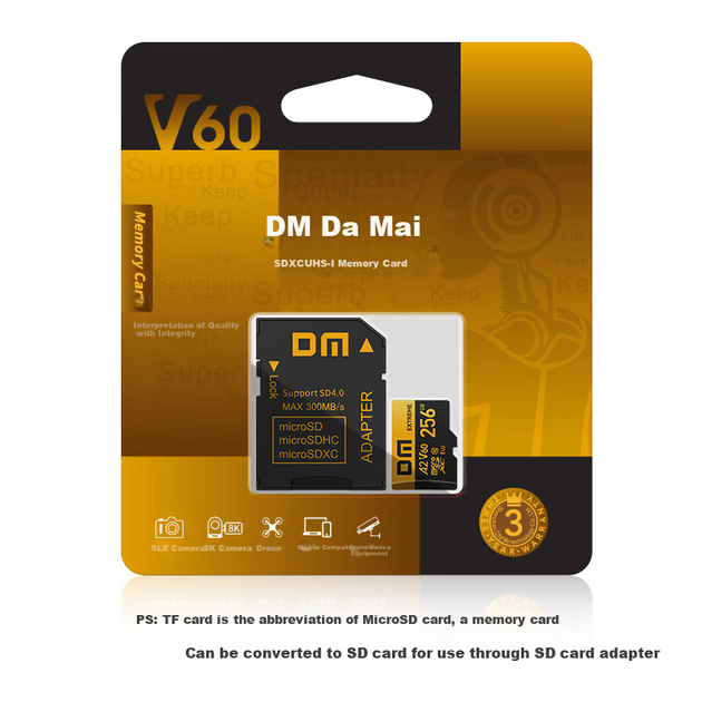 Карта памяти DM Daimai 256 ГБ TF (MicroSD) V60, 4K Ultra HD - Фото 6 Карта памяти DM Daimai 256 ГБ TF (MicroSD) V60, 4K Ultra HD - изображение 6