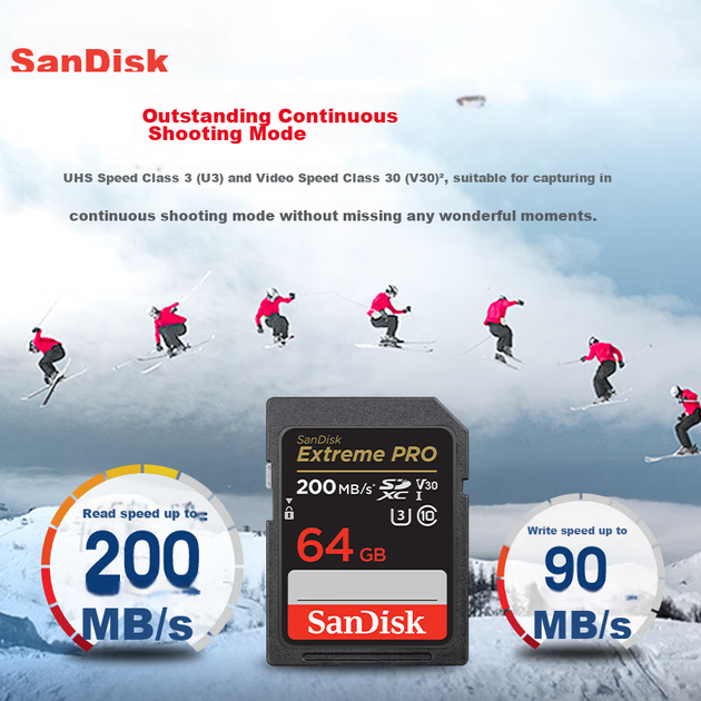 Карта памяти SANDISK Extreme Pro SDXC 64GB Class 10 UHS-I U3 V30 - изображение 4