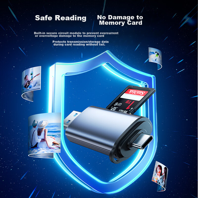 Картридер Llano LCR1003B USB 3.0/Type-C SD/TF (LCR1003B) - Фото 4 Картридер Llano LCR1003B USB 3.0/Type-C SD/TF (LCR1003B) - изображение 4