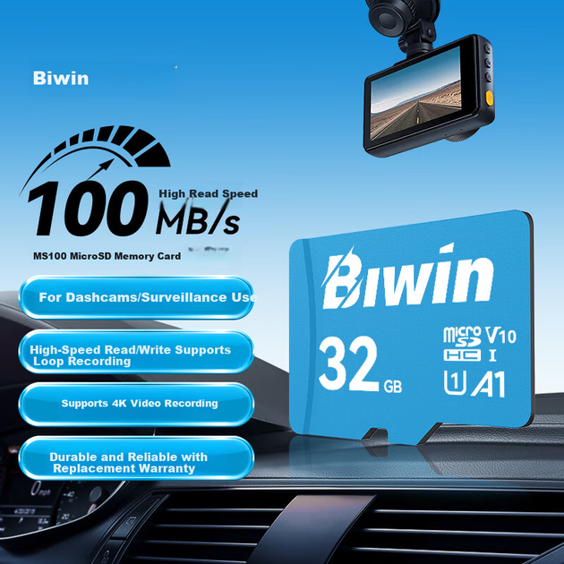 Карта пам'яті BIWIN MS100 microSDHC 32GB Class 10 UHS-I U1 V10 A1 - Фото 2 Карта пам'яті BIWIN MS100 microSDHC 32GB Class 10 UHS-I U1 V10 A1 - зображення 2