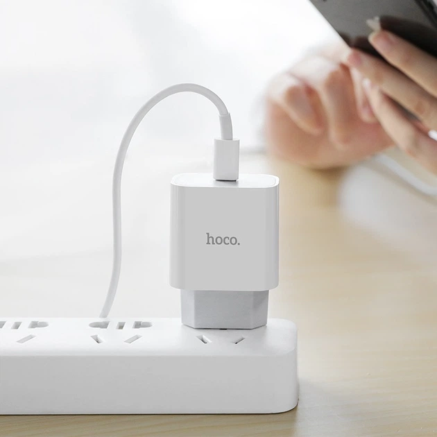 Мережевий зарядний пристрій HOCO C76A Speed source Lightning cable 18W White - изображение 12