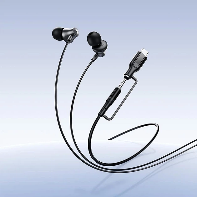 Дротові навушники HOCO M119A Mia universal earphones with microphone Type-C 3.5mm Black - изображение 8