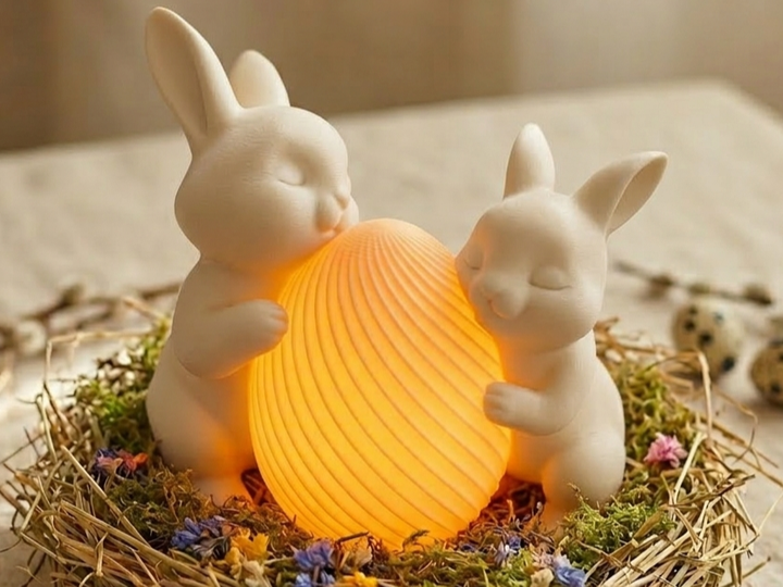 Нічник Великодні Кролики З Яйцем Easter Bunny Parents Hugging Their Egg 10 См 3Д Друк - Фото 3 Нічник Великодні Кролики З Яйцем Easter Bunny Parents Hugging Their Egg 10 См 3Д Друк - зображення 3