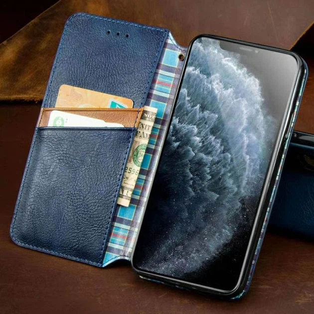 Кожаный чехол-книжка GETMAN Cubic (PU) для Xiaomi Redmi Note 9 / Redmi 10X Синий - изображение 2