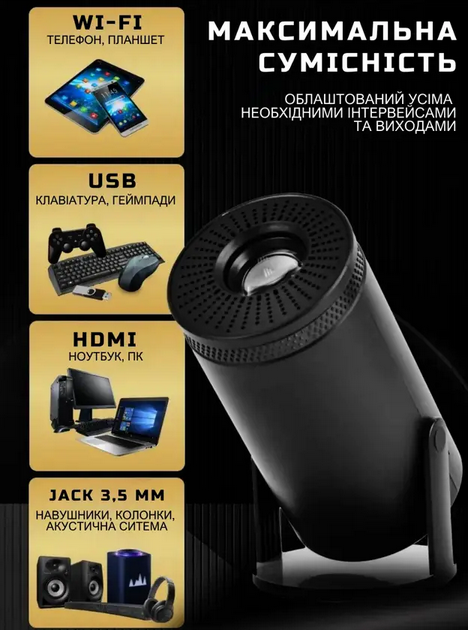 Смарт-проектор 4K Ultra HD с HDMI, USB, Wi-Fi для дома и офиса - изображение 8