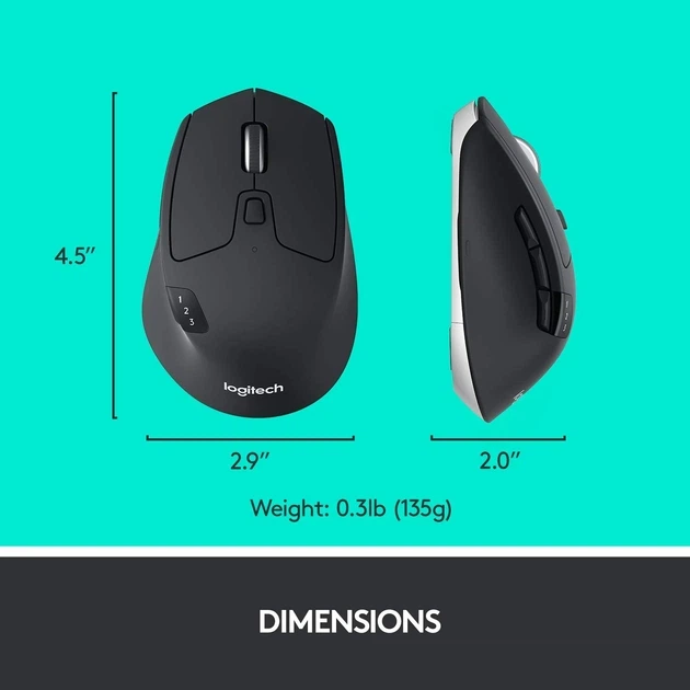 Миша Logitech M720 Triathlon Wireless/Bluetooth Black - изображение 5