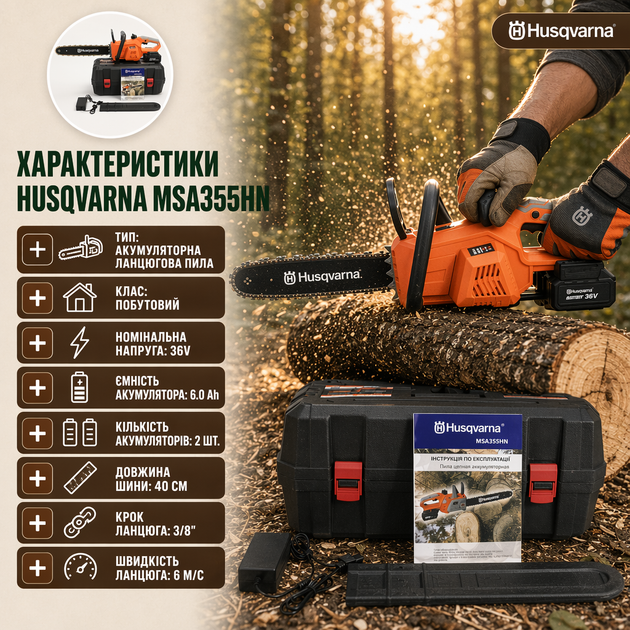 Аккумуляторная цепная пила Husqvarna MSA355HN - изображение 3