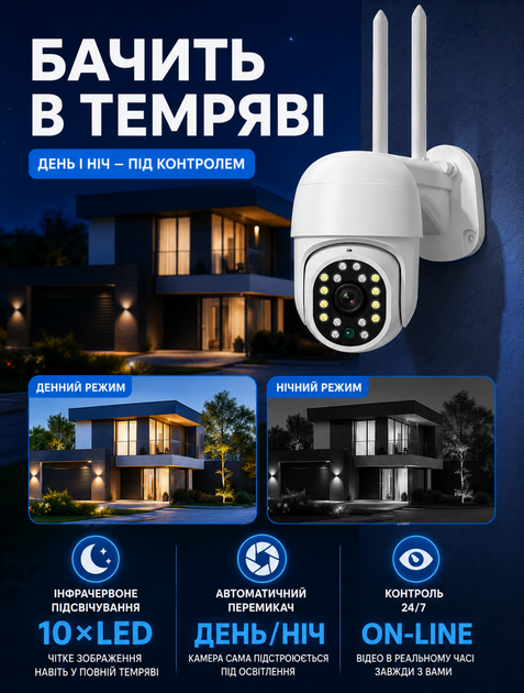 IP WiFi камера видеонаблюдения для улицы 5 Мп с поворотом 355° и наклоном 90° IP66 и датчиком движения - изображение 4