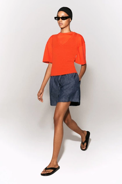 Жіноча бавовняна майка COS Cotton V-Neck Tank Top Orange S (1340703003) - Фото 10 Жіноча бавовняна майка COS Cotton V-Neck Tank Top Orange S (1340703003) - изображение 10